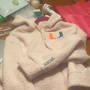 Pink University fluffy quarter zip